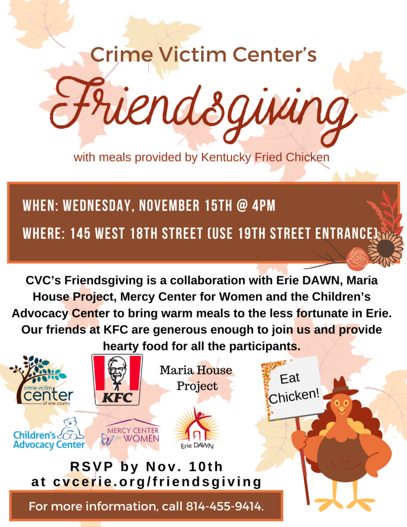 Friendsgiving event flyer November 15th at 4pm. 145 W 19th street.